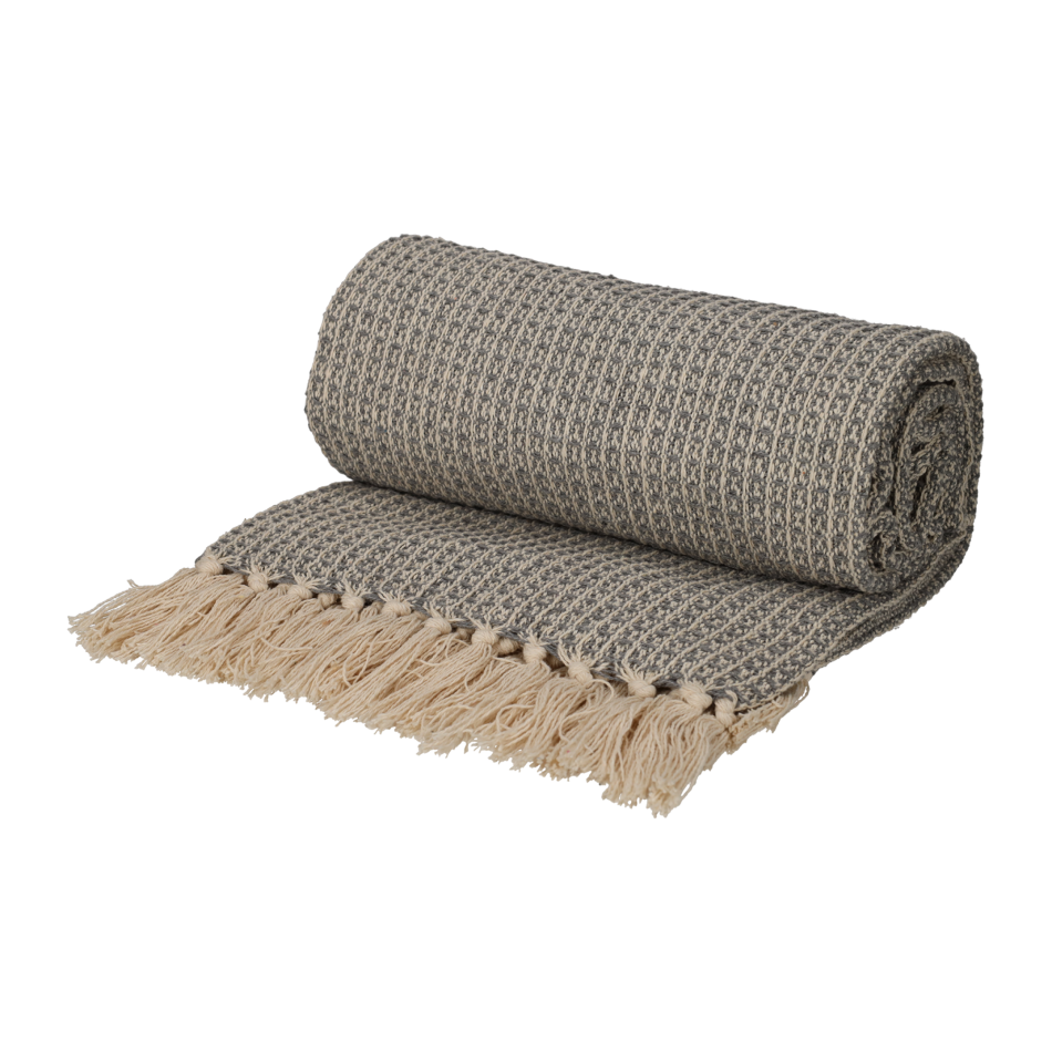 JENS Living Recycled Cotton Plaid Wafel Grijs