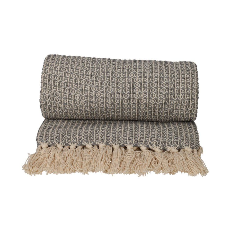 JENS Living Recycled Cotton Plaid Wafel Grijs