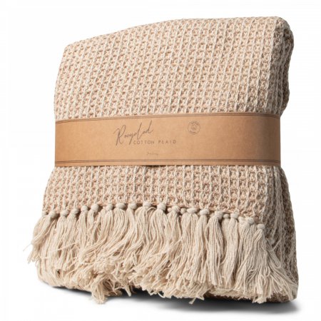 JENS Living Recycled Cotton Plaid Wafel Beige