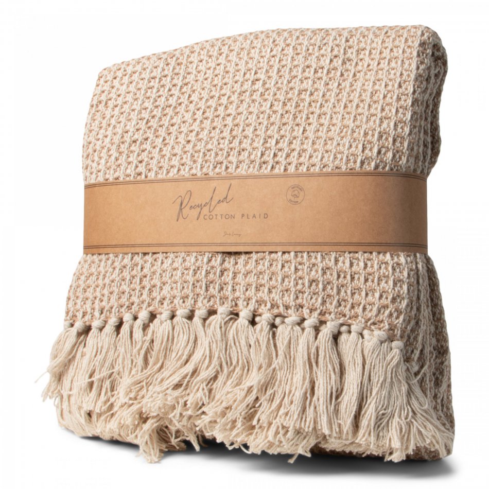 JENS Living Recycled Cotton Plaid Wafel Beige