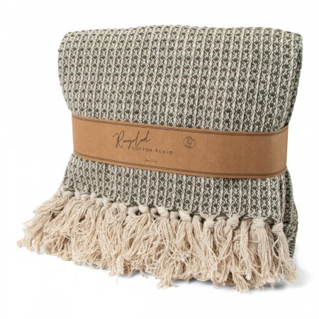 JENS Living Recycled Cotton Plaid Wafel Groen