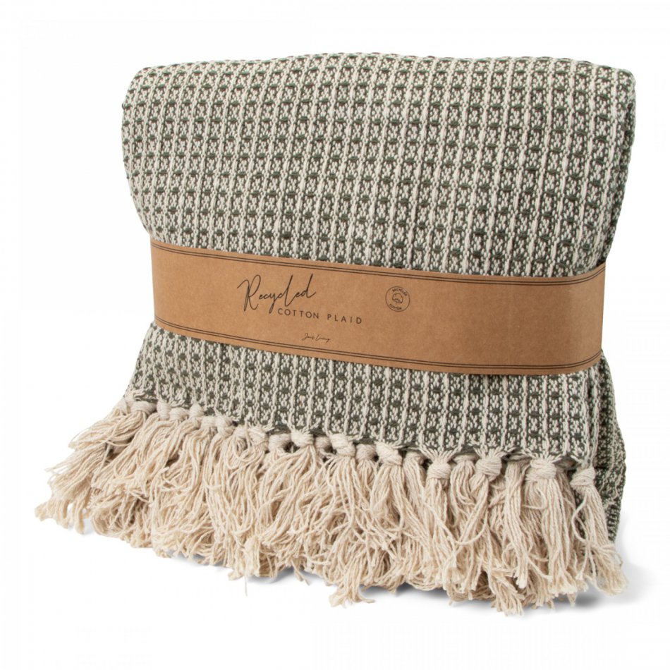 JENS Living Recycled Cotton Plaid Wafel Groen