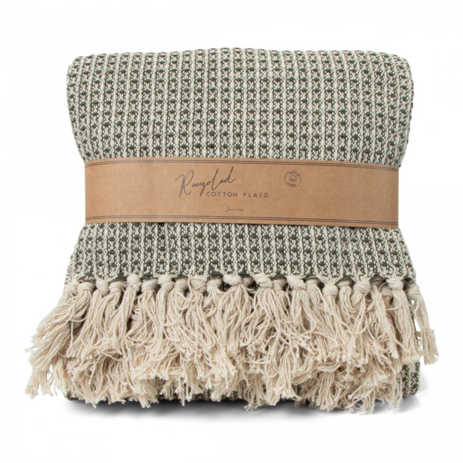 JENS Living Recycled Cotton Plaid Wafel Groen