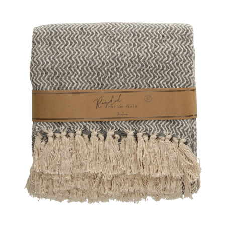 JENS Living Recycled Cotton Plaid Visgraat Grijs