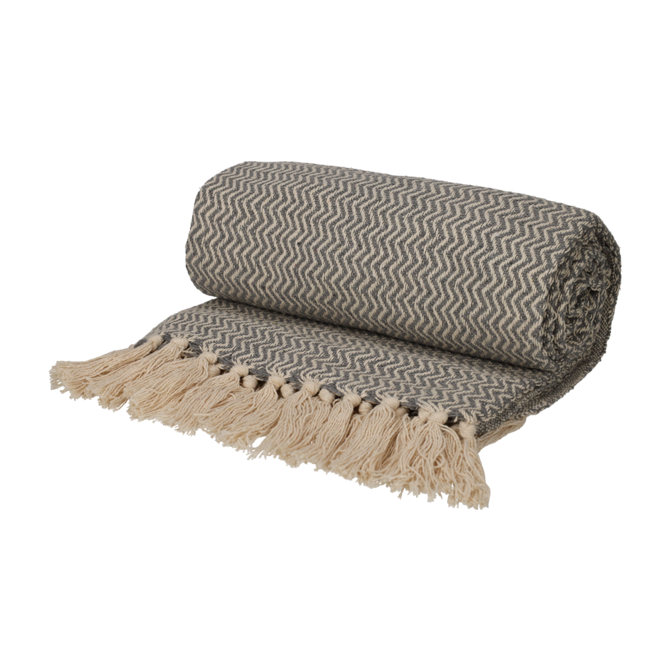 JENS Living Recycled Cotton Plaid Visgraat Grijs