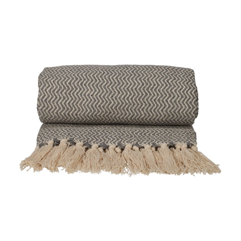 JENS Living Recycled Cotton Plaid Visgraat Grijs