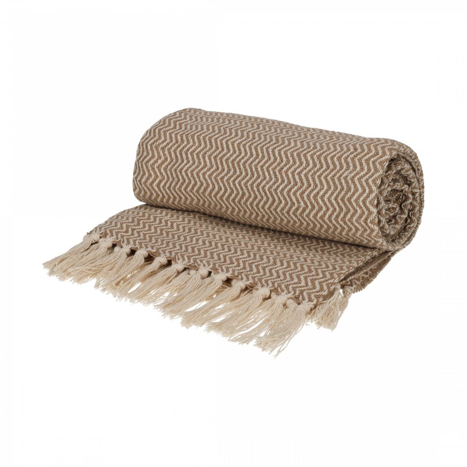 JENS Living Recycled Cotton Plaid Visgraat Beige