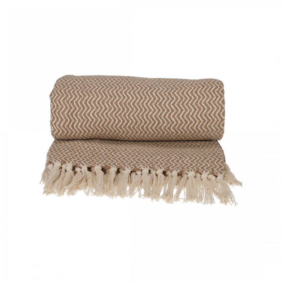 JENS Living Recycled Cotton Plaid Visgraat Beige