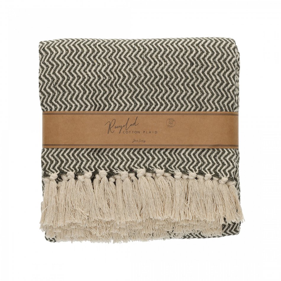 JENS Living Recycled Cotton Plaid Visgraat Groen