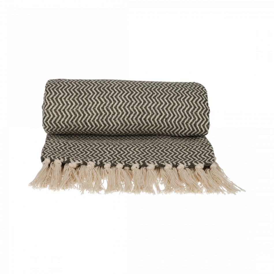 JENS Living Recycled Cotton Plaid Visgraat Groen