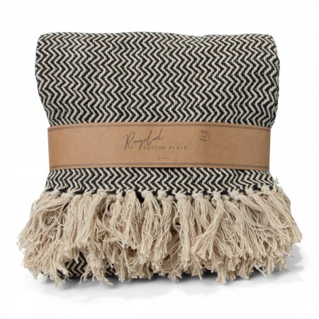 JENS Living Recycled Cotton Plaid Visgraat Zwart